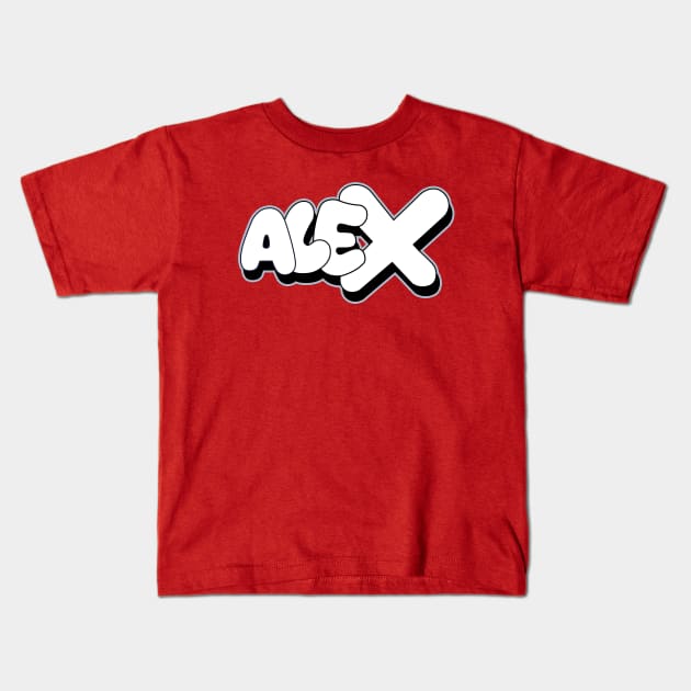 ALEX name graffiti bubble pure Style Kids T-Shirt by Love Wild Letters